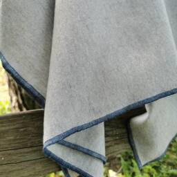 Virgin Wool Thin & Lightweight Dark Blue Stitched Edge, Personalised Baby Blanket/ Nordic Scandinavian Design Boy Blanket Gift With Name - thumbnail 3
