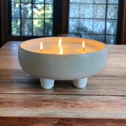 Extra Large Beeswax Candle Handmade Concrete Bowl With Feet - thumbnail 3
