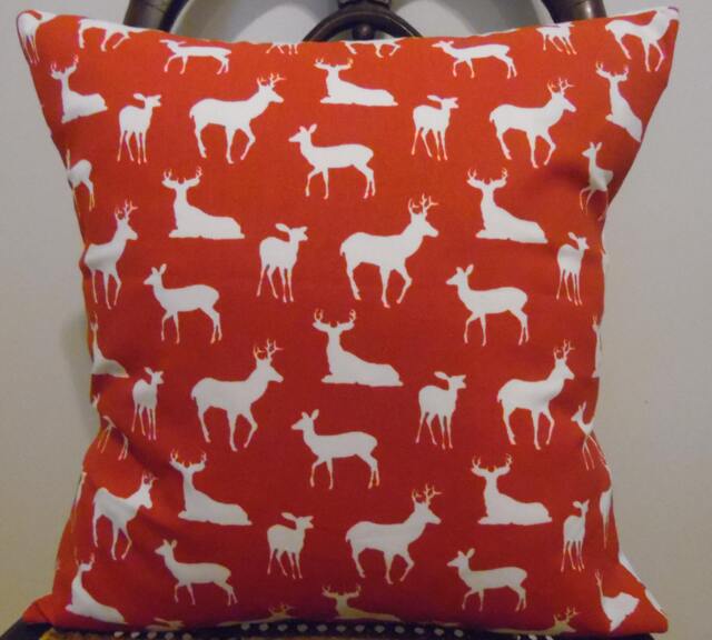 Deer Silhouette.lipstick Red.holiday Pillows.slipcovers.toss Pillow.farmhouse Decor.country Decor.man Cave Decor.nursery - image 1