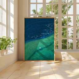 Abstract Landscape Poster, Modern Nature Wall Art Print, Minimalist Ocean & Grass Artwork, Contemporary Home Decor For Living Room - thumbnail 3
