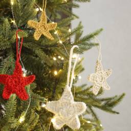 Crochet Star Ornament 6 Sets, Christmas Ornament, Decoration, Crocheted Holiday Decor, Shaped - thumbnail 2