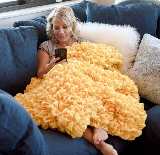 Handmade Yellow Luxury Throw Weighted Blanket For Stress Relief - image 1