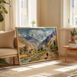 Afghanistan Landscape Poster Central Asia Travel Art Print - thumbnail 2