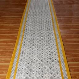 Hand Block Printed Cotton Stair Runner Rug - Yellow Mustard, Custom Size - thumbnail 3