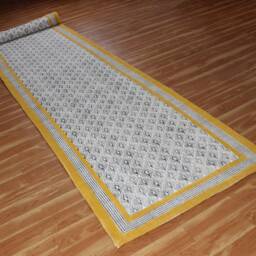 Hand Block Printed Cotton Stair Runner Rug - Yellow Mustard, Custom Size - thumbnail 2