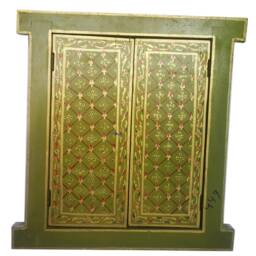 Bone Jharokha Window Handmade Wall Hanging Floral Emboss Painting Wooden Frame - thumbnail 3
