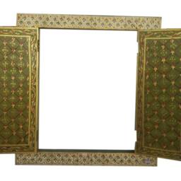 Bone Jharokha Window Handmade Wall Hanging Floral Emboss Painting Wooden Frame - thumbnail 2