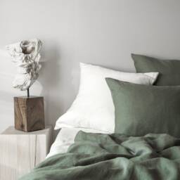 stonewashed Linen Duvet Cover in Forest Green/Washed Bedding/Dusty Green Custom Size Dusty - thumbnail 2