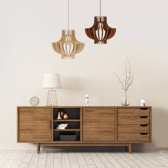 Ceiling Lamp, Chandelier Lighting, - Unique Lamp Of Modern Design, Vintage Wood Lighting, Hanging Home Interior, Saturn - image 1