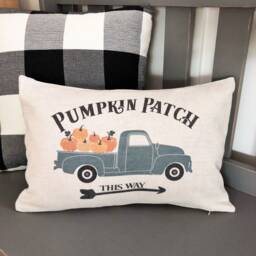 Pumpkin Patch Truck Linen Pillow Cover - Farmhouse Fall Decor - thumbnail 4