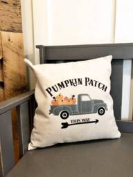 Pumpkin Patch Truck Linen Pillow Cover - Farmhouse Fall Decor - thumbnail 2