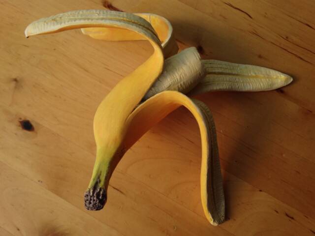 Handmade Ceramic Half-Eaten Banana Sculpture - Realistic Kitchen Decor - image 1
