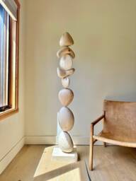 Reclaimed Wood Totem Floor Sculpture Modern Abstract Tree Art - thumbnail 1