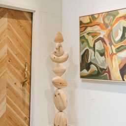 Reclaimed Wood Totem Floor Sculpture Modern Abstract Tree Art - thumbnail 3