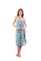 Blue Stone Jacquard Turkish Cotton Beach Towel, Personalized Bridesmaid Gift, Wedding Sarong, Bath Cover Up - thumbnail 1