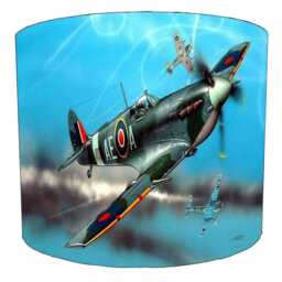 Spitfire Military Aircraft Drum Lampshade For Ceiling Light Pendants Or Table Lamp Bases - thumbnail 4