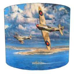 Spitfire Military Aircraft Drum Lampshade For Ceiling Light Pendants Or Table Lamp Bases - thumbnail 2