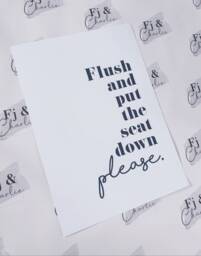 Toilet Print, Bathroom, Flush Please, Print Only, Wall Art, A4, A3 - thumbnail 1