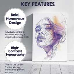 Modern Geometric Line Art Female Portrait Abstract Illustration Canvas Wall Print Decor Picture Ready To Hang - thumbnail 2