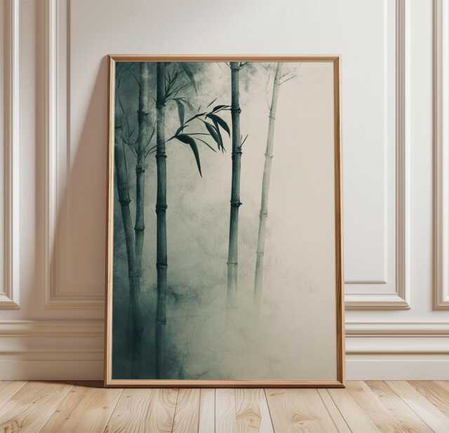 Bamboo Wall Art Poster - Japanese Zen Nature Print Minimal Botanical Decor Calm Neutral Interior Artwork - image 1