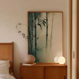 Bamboo Wall Art Poster - Japanese Zen Nature Print Minimal Botanical Decor Calm Neutral Interior Artwork - thumbnail 2