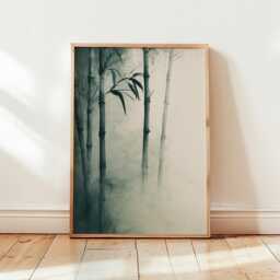 Bamboo Wall Art Poster - Japanese Zen Nature Print Minimal Botanical Decor Calm Neutral Interior Artwork - thumbnail 4