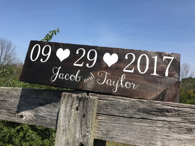 Hanging Rustic Hand Painted Wood Wedding Anniversary Welcome Sign, Wall Decor