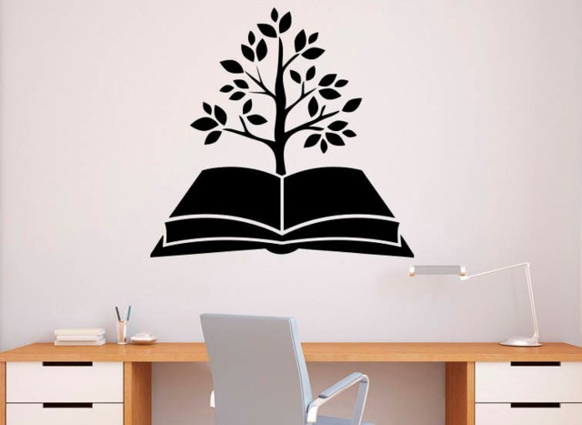 Tree Book Wall Decal Library Vinyl Sticker School Education Home Art Design Murals Modern Room Interior - 12Nr - image 1
