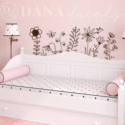 Whimsical Doodled Garden Wall Decal - Floral Kids Room Decor - thumbnail 3