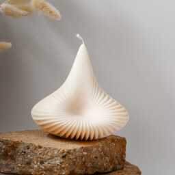 Sculptural Pyramid Candle Ribbed Geometric Design, Soy & Bee Wax - thumbnail 2