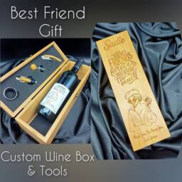 Best Friend Gifts - Personalised Gift Bamboo Wine Box With 4 Tools Christmas The Perfect For Female - thumbnail 2