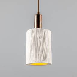 Senna Organic Ceramic Cylinder Pendant Light Matte White Striped 11 - thumbnail 3