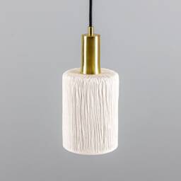 Senna Organic Ceramic Cylinder Pendant Light Matte White Striped 11 - thumbnail 2
