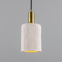 Senna Organic Ceramic Cylinder Pendant Light Matte White Striped 11 - thumbnail 1