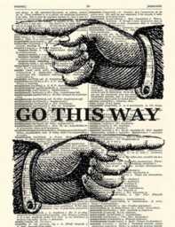 Go This Way Print Pointing Fingers Art, Printed On Vintage Dictionary Page - thumbnail 2
