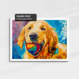 Golden Retriever With Chew Ball Dog Pet Art Oil Painting Framed Poster Print & Canvas Wall Living Home Decor Interior Gift - thumbnail 3