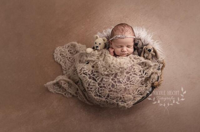 Lace Newborn Wrap For Photography - Boho Layering Blanket, Vintage Alpaca Baby Photo Prop - image 1