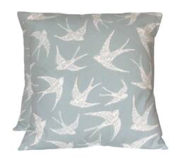 "2 X Clarke & Fly Away Duck Egg Blue Off-White Whimsical Cushion Covers 16"" 18"" 20"" 22"