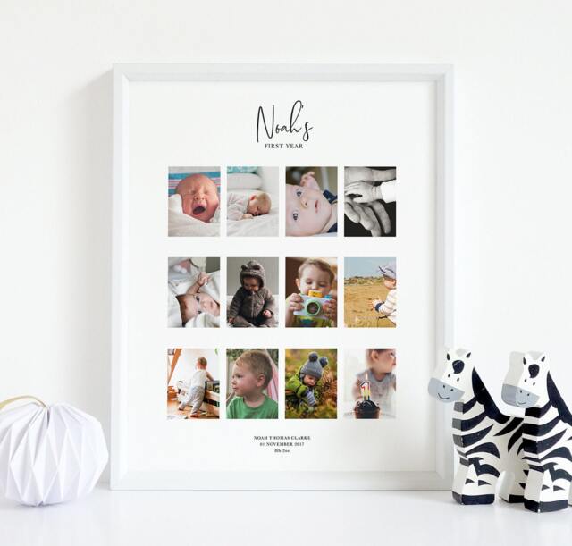 Baby's First Year Print/Custom Baby A3 Personalised 12 Months Photos Pictures - image 1