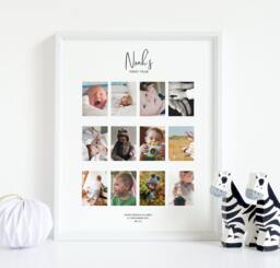 Baby's First Year Print/Custom Baby A3 Personalised 12 Months Photos Pictures - thumbnail 1