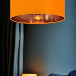 New High Quality Luxury Clementine Orange Cotton Fabric Lamp Shade Pendant Light Drum Shape With Metallic Linings - thumbnail 3