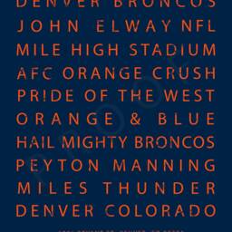Denver Broncos Sign, Subway Art, Typography, Poster, Gift For Men, Nfl, Decor, John Elway, Mile High Stadium - thumbnail 2