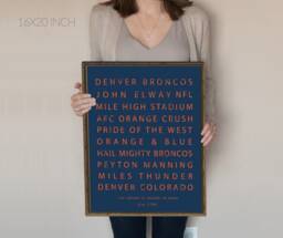 Denver Broncos Sign, Subway Art, Typography, Poster, Gift For Men, Nfl, Decor, John Elway, Mile High Stadium - thumbnail 1