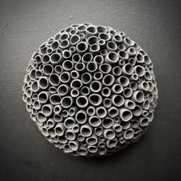 Black Vera Wall Sculpture - Porcelain Art, Ceramic Textured Tile, Round - thumbnail 3