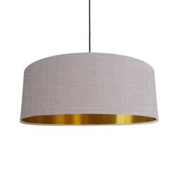 Extra Large Feather Grey Linen Lampshade With Gold Lining - thumbnail 1