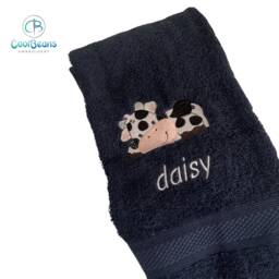 Cow Towel - Personalised Face Cloth/Hand Bath = Embroidered