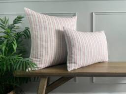 Evelynn - Dusky Pink Stripe Linen Modern Farmhouse Cushion Covers - thumbnail 1