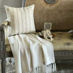 Sequin & Beaded Abstract Pattern, Pearl Ivory Art Silk, 24x24/26x26 Contemporary Euro Sham - Ivy - thumbnail 3