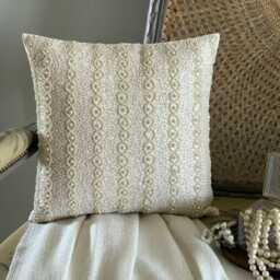 Sequin & Beaded Abstract Pattern, Pearl Ivory Art Silk, 24x24/26x26 Contemporary Euro Sham - Ivy - thumbnail 2