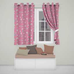 Cute Rainbow Bunny Flower Easter Egg Seamless Pattern Pink Background Readymade Eyelet Ring Top Thermal 100% Blackout Curtains - thumbnail 1